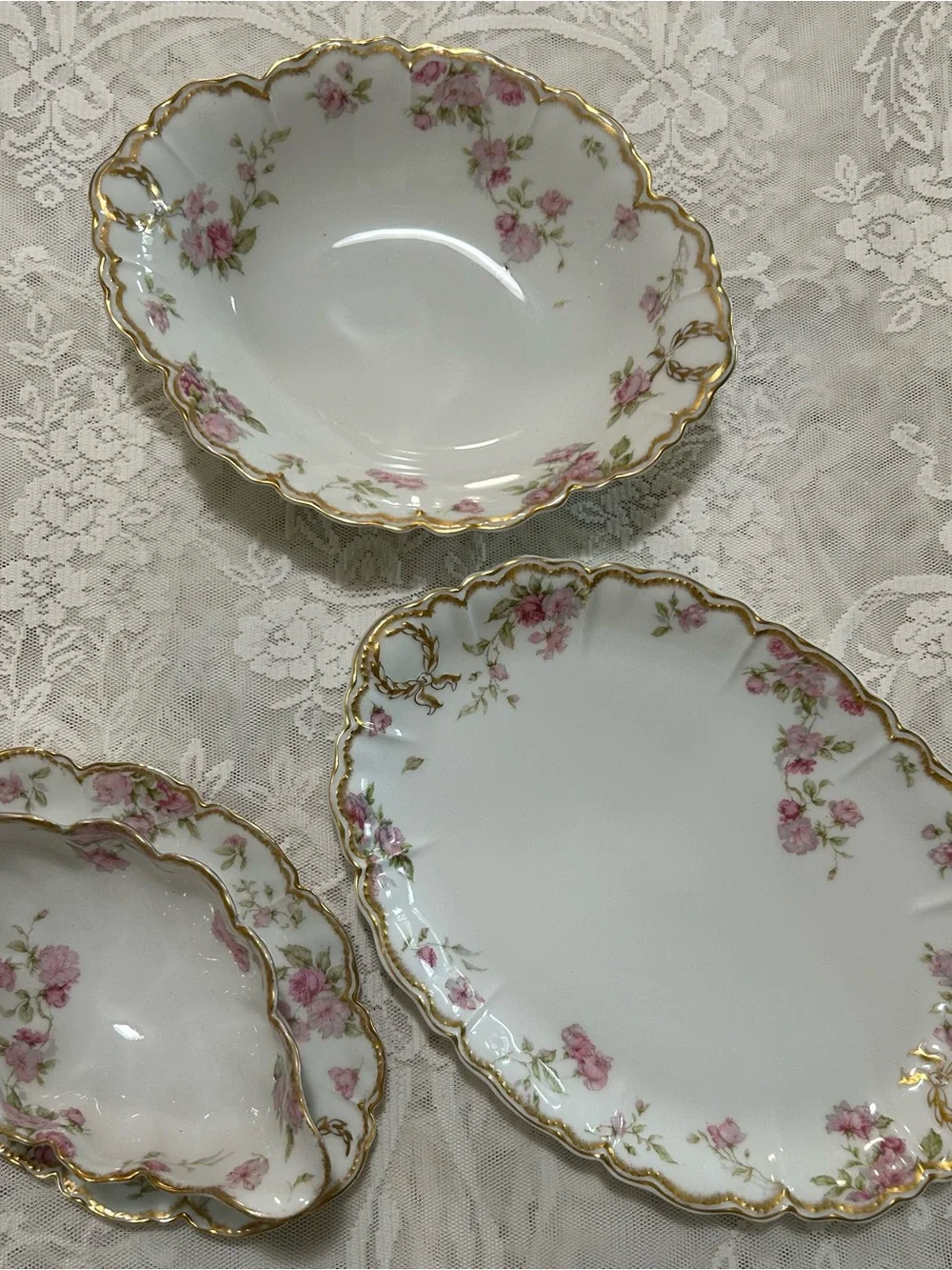 🔻🔻🔻sale Antique Haviland & Co. Limoges 12” Double Gold Oval Serving Platter